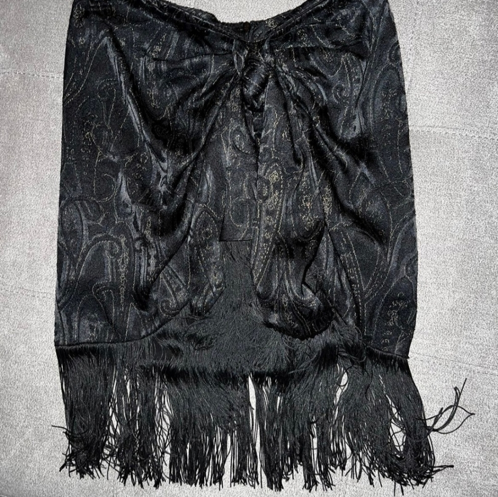 Zara Black Fringe Skirt - Picture 3 of 4